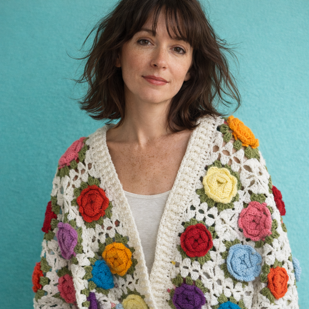 Cardigan Blanc Coloré