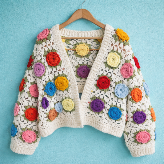 Cardigan Blanc Coloré