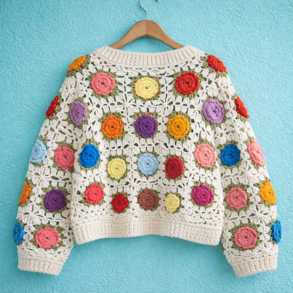 Cardigan Blanc Coloré